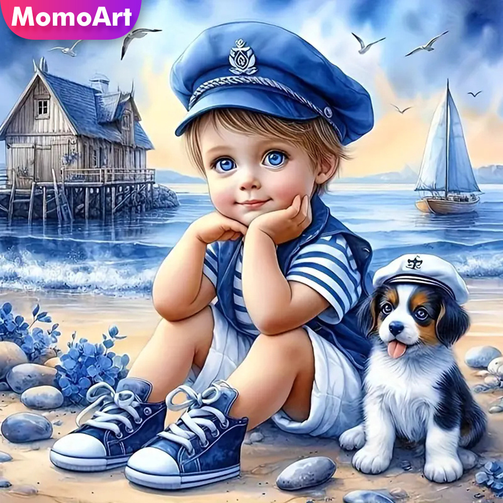Home Improvement Kids - Momoart-子供のための犬のモザイク絵画,完全なダイヤモンドの肖像画,ラインストーンの写真,刺embroidery,手工芸品,家の装飾,男の子