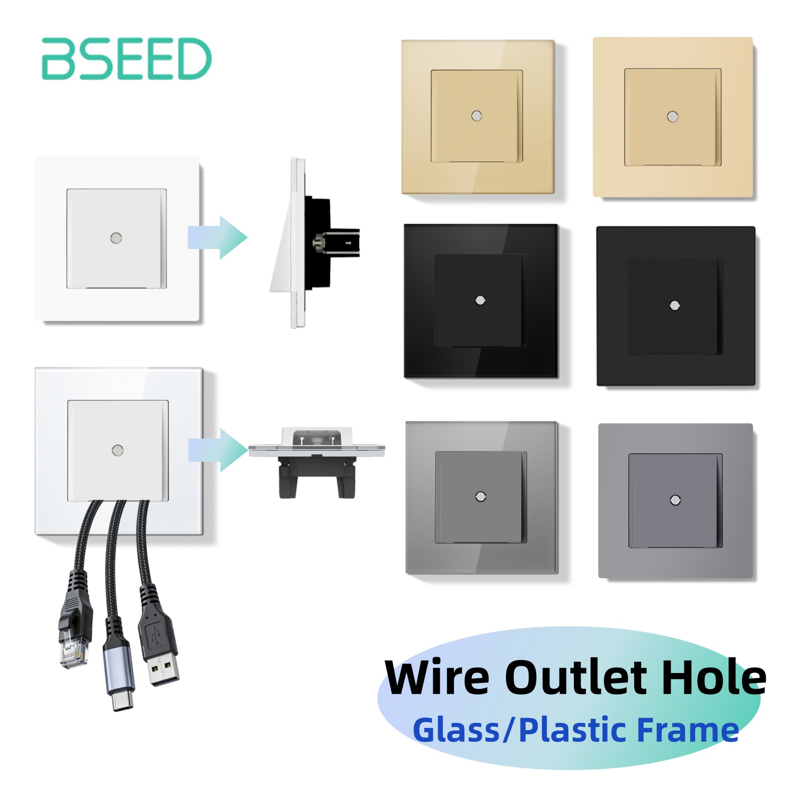 Home Improvement Outlet - Bseed E Seires 壁配線口装飾カバー コンセントケーブルプロテクター プラグカバー