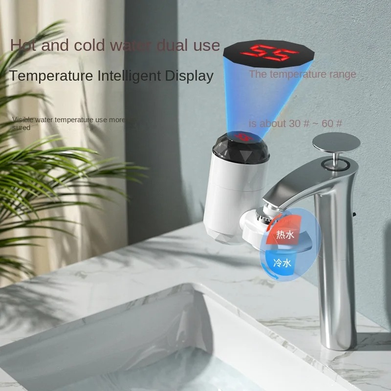 Home Improvement K&B Construction - 3000Wインスタント温水ヒーター蛇口、温度表示付きタンクレス、キッチンシンク用温冷混合水栓