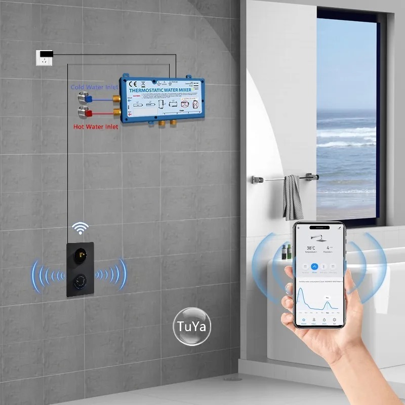デジタルシャワーミキサー サーモスタット式隠蔽シャワーセット - App Home Improvement のレビューと価格