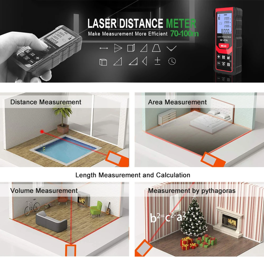 Noyafa-NF-271レーザー距離計,デジタル距離計,巻 - Home Improvement Warehouse のレビューと価格