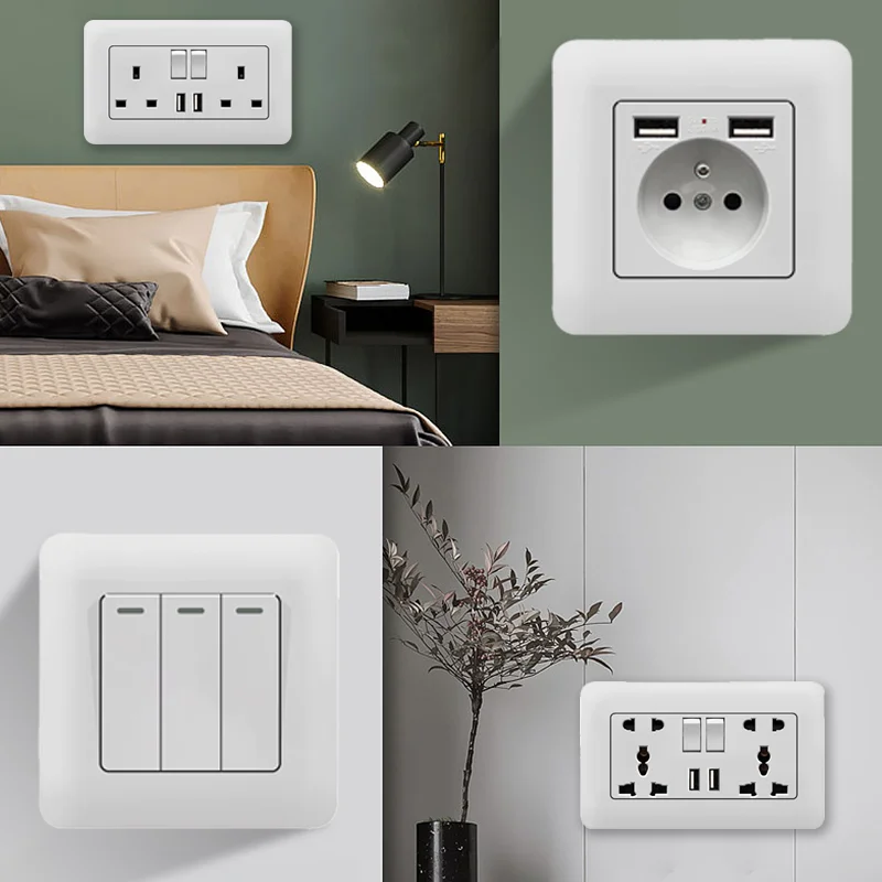 EU-ロシアの白い壁スイッチ,スイッチ,USBタイプc,住宅 - Home Improvement Outlet のレビューと価格