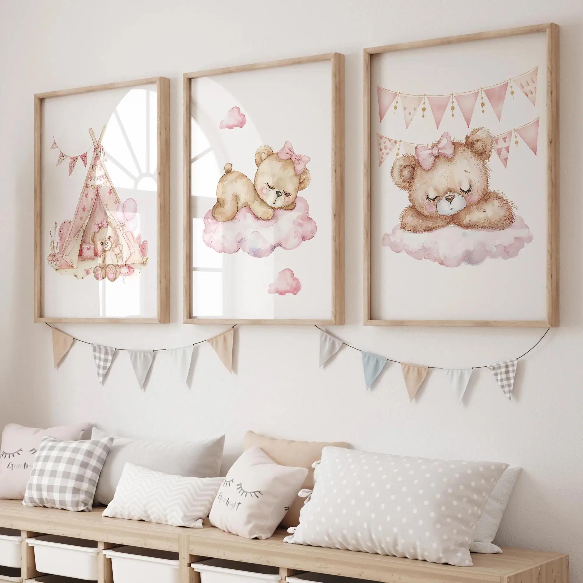 ピンクドリームベアカルーセルテントスイング壁アートプリントキ - Home Improvement Kids のレビューと価格