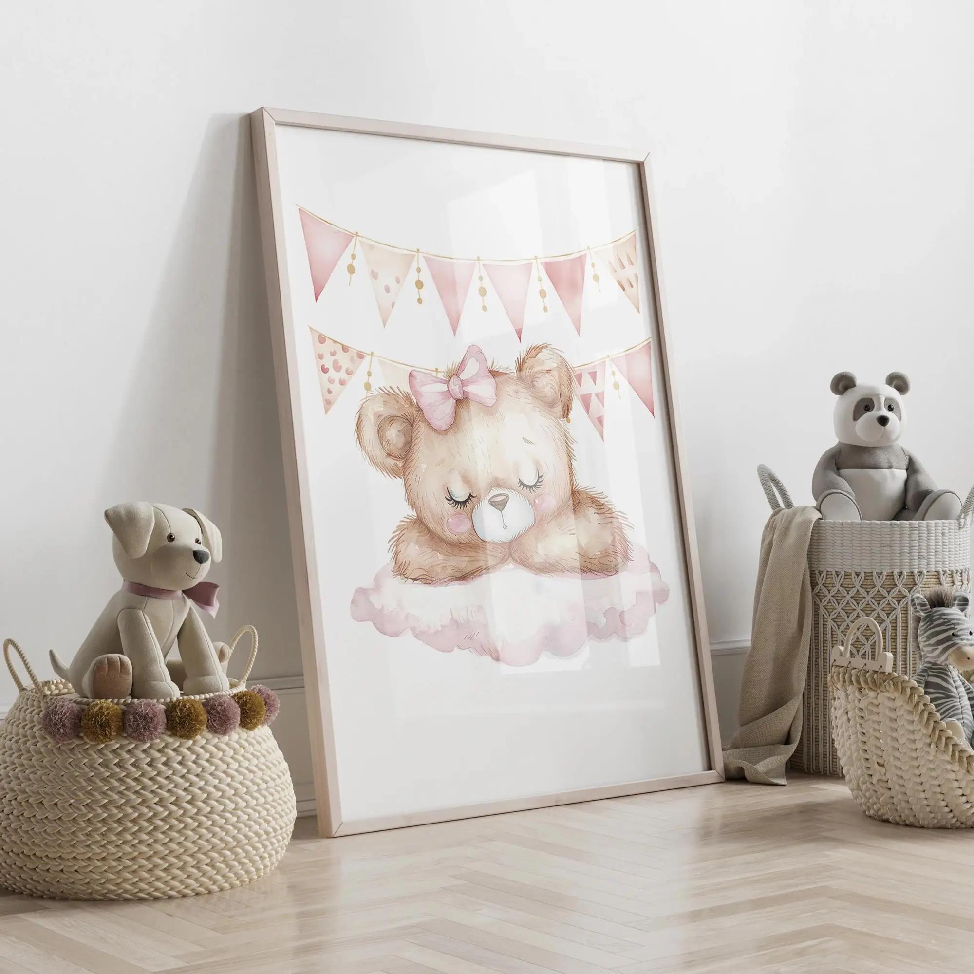 ピンクドリームベアカルーセルテントスイング壁アートプリントキ - Home Improvement Kids のレビューと価格