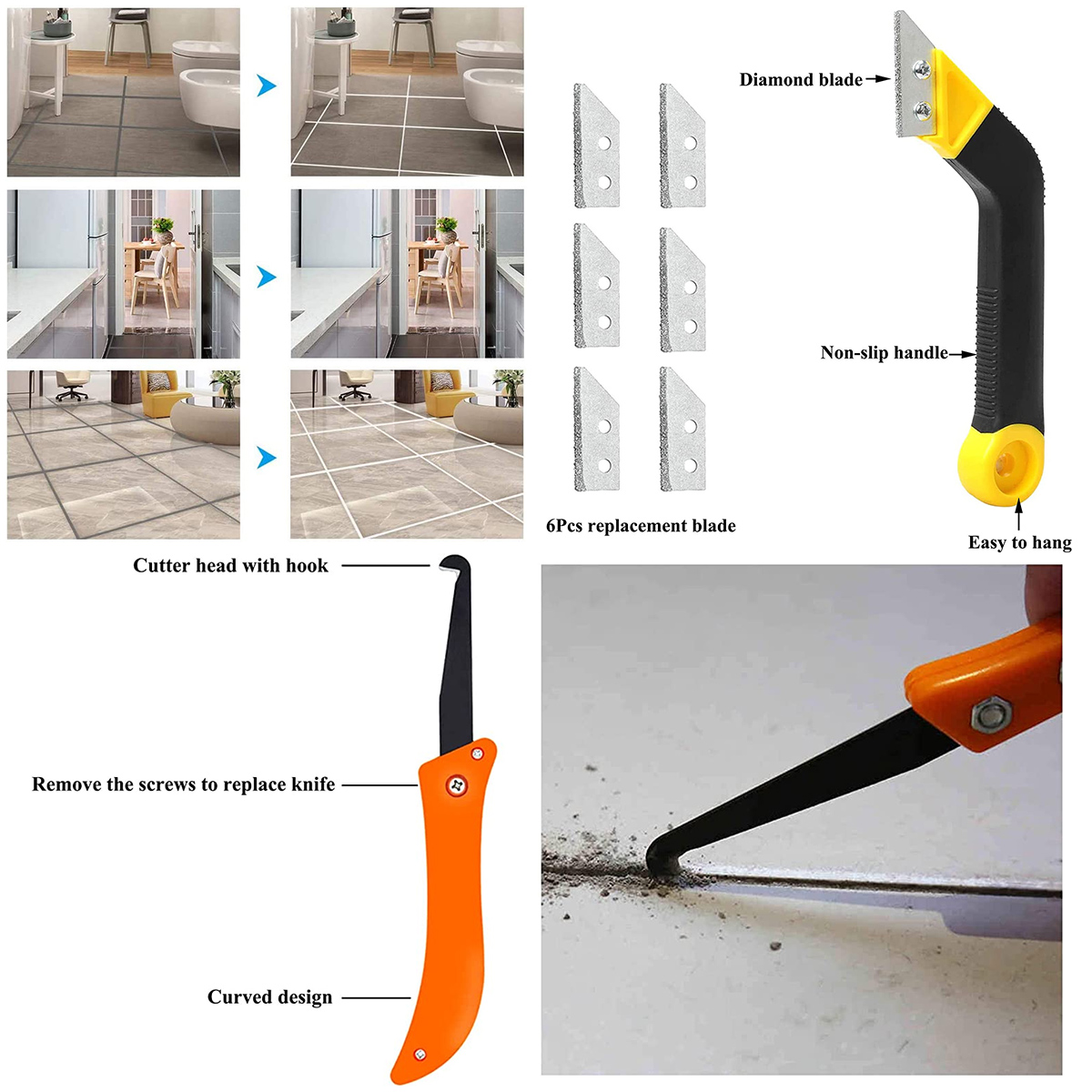 12個入りグラウト除去ツールセット、鋸刃グラウトハンドソー、 - Grout Saw Removal のレビューと価格