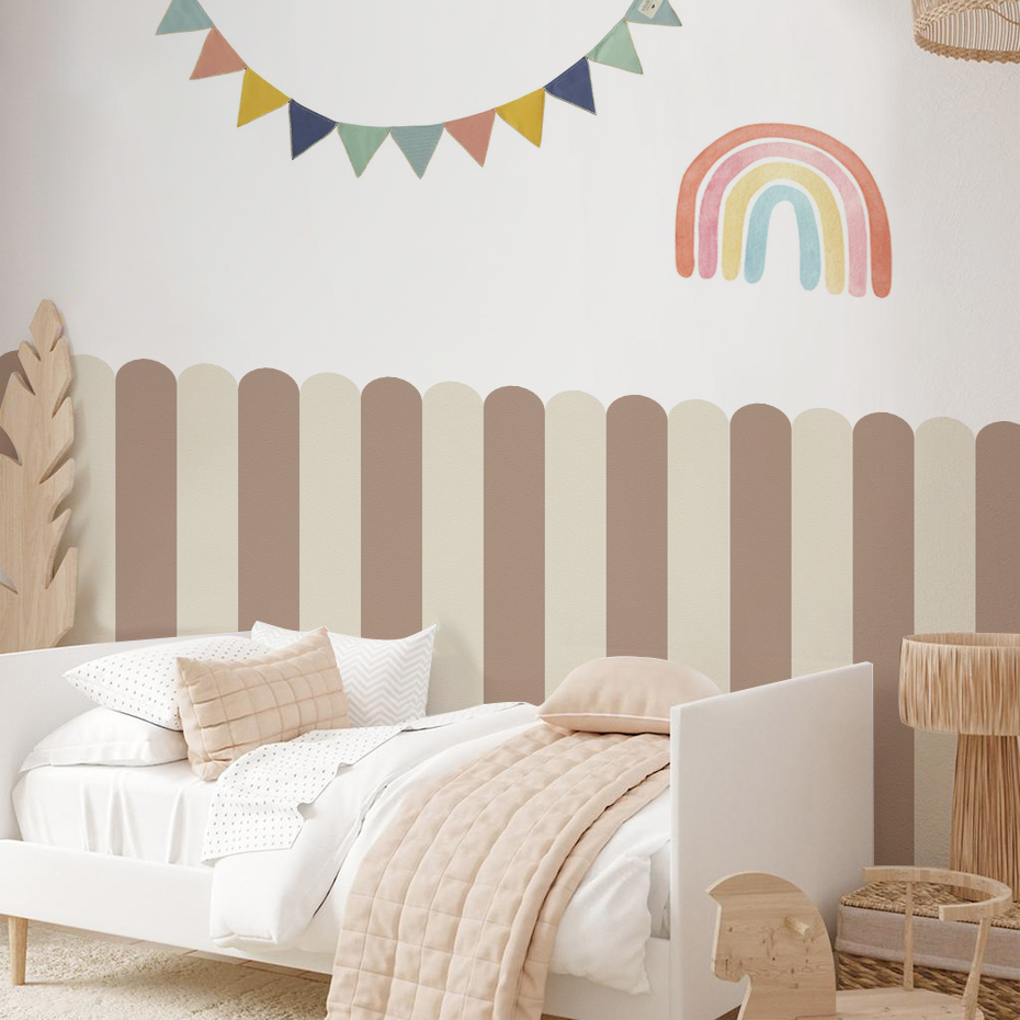 マルチカラー縦ストライプアーク壁紙保育園子供壁アートキッズル - Home Improvement Kids のレビューと価格